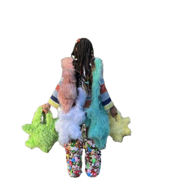 Wholesale Plush Multicolor Star Crossbody Bag Shoulder Bag